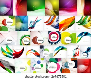 Mega set of wave abstract backgrounds - swirls, circles, geometric shapes and lines. Message board