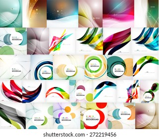 Mega set of wave abstract backgrounds - swirls, circles, geometric shapes and lines. Message board