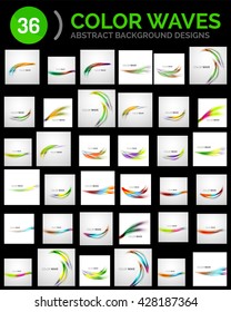 Mega set of wave abstract backgrounds. Vector geometric design templates and business layouts