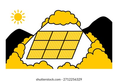 Mega usina solar instalada em uma montanha