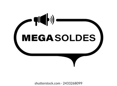 mega soldes text on white background. big sales in french language.