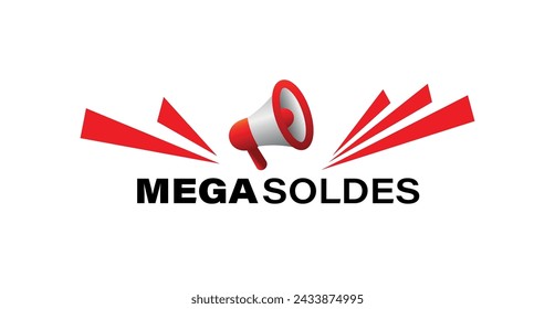 mega soldes text on white background. big sales in french language.