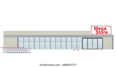 Mega store building. vector illustration