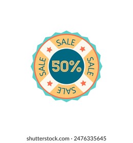 Mega summer sale badge. Special shopping offer, season sale prices flat vector illustration
