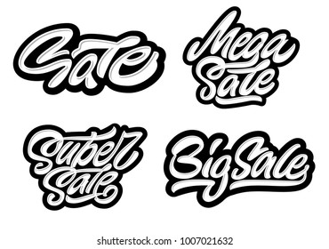 Mega, super, big sale. Premium handmade vector lettering and calligraphy phrase for invitation, greeting card, t-shirt, prints, social media, banners and posters .Vector illustration.