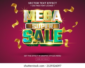 Mega super sale shine 3D editable text effect template