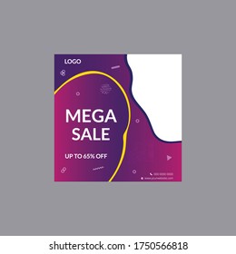 Mega Super Sale para banner de aplicación web. Cartel de la oferta especial de descuentos. Diseño de moda. Gradiente de colores luminosos para promoción. Plantilla de fondo promocional de superventa. Ilustración del vector