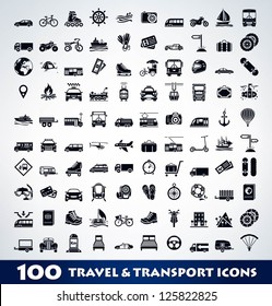 Mega travel and transport icon set