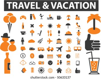 megaseñas de viaje y vacaciones. vector