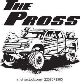 mega truck outline illustration for poster, digital printing, for graphic design and for t-shirt
