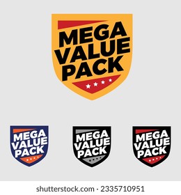 mega value pack, badge icon, logo, symbol, sign, pictogram, emblem packaging design, label, flat vector, isolated illustration, moderen, latest design, value for money, save money.