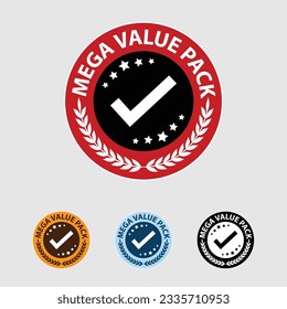 mega value pack, badge icon, logo, symbol, sign, pictogram, emblem packaging design, label, flat vector, isolated illustration, moderen, latest design, value for money, save money.