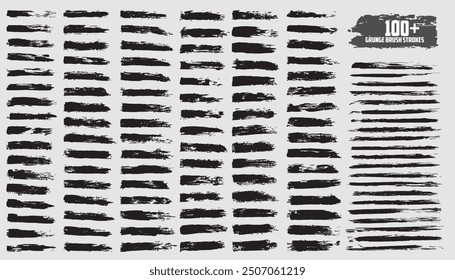 Mega-Vektorpinsel-Pinselstriche-Kollektion, Tintenspritzer, grungy gemalte Linien, künstlerische Designelemente: Wellen, Kreise, Dreiecke. Vektorpinselsatz