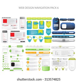 Mega web design navigation pack set 6
vector