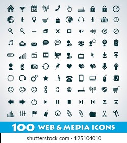 Mega web and media icon set