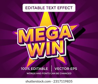 MEGA WIN 3D text effect template