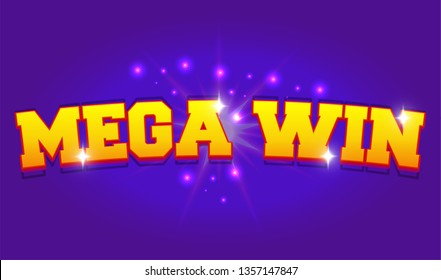 Mega Win Slots - Casino Achievement Text Banner - Game Assets