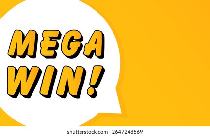 Mega Win speech bubble. Bold outline, comic style shape, vibrant background, dialog element, visual communication, announcement layout, message highlight, template for interaction.