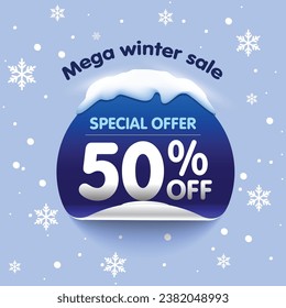 Mega winter sale discount offer unit sticker