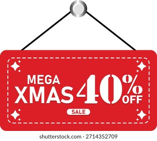 Mega Xmas 40% de descuento en Navidades Venta Descuento Etiqueta colgante