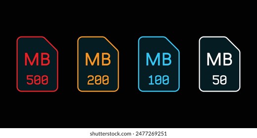 Megabyte Document Icon Set - Iconos de alta calidad para todos los tipos de archivos de fondo de transparencia. Concepto de Ilustración vectorial.