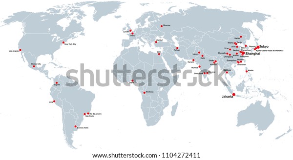 世界の巨大都市 政治地図 1 000万人以上の人が住む最大の都市 首都圏 東京 上海 ジャガタラの住民が多い 英語の表示 イラトス ベクター画像 のベクター画像素材 ロイヤリティフリー