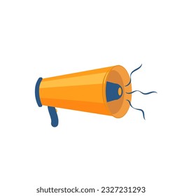 Megafon, megaphone, loudspeaker vector icons set. Broadcasting, marketing information and speeches. Loud volume, noisy equipment in flat design. Vector illustration. 