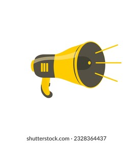 Megafon, megaphone, loudspeaker vector icons set. Broadcasting, marketing information and speeches. Loud volume, noisy equipment in flat design. Vector illustration. 