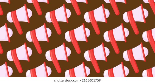 Megafon, Megaphone, Loudspeaker Vector Seamless Pattern Flat Illustration