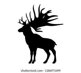 Megaloceros giant reindeer silhouette extinct mammalian animal
