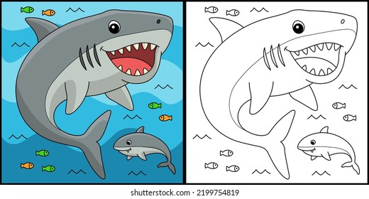 Megalodon Animal Coloring Page Illustration