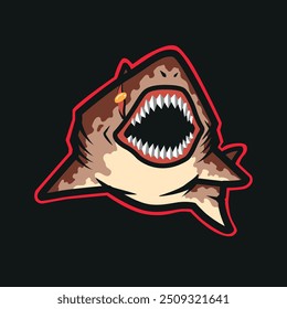 mascote megalodon em camadas de cores separadas por arquivos eps