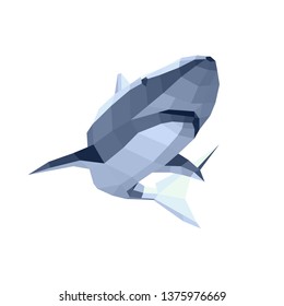 Megalodon shark big illustration log poly logo design fish animal vector for printing on banners