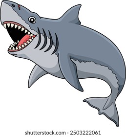 Megalodon Shark Cartoon Colored Clipart 