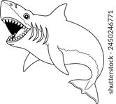 Megalodon Shark Isolated Coloring Page for Kids