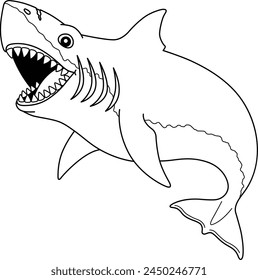 Megalodon Shark Isolated Coloring Page for Kids