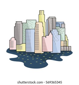 Megalopolis icon in cartoon style isolated on white background. Architect symbol stock vector illustration.