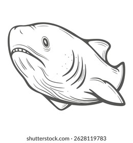 Megamouth Shark Outline Illustration - Megachasma pelagios
