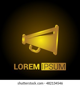 Megaphone 3D Golden Metallic Premium Royal Corporate Logo / Icon
