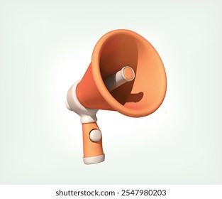 megaphone 3d icon. Peach color megaphone isolated 3d illustration.