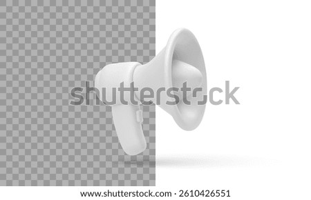Megaphone 3D Icon With Transparent And White Background For Marketing, Media, And Communication Designs. Minimal Realistic Loudspeaker Template. Vector Illustration.