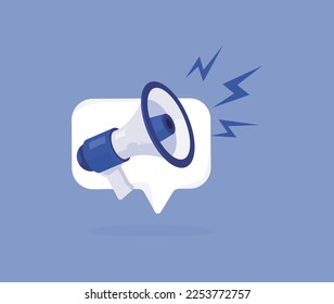 megaphone 3d loudhailer with microphone mockup. megaphone icon 3d vector render for alert and announcement on isolated background