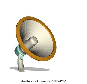 Megaphone 3d realistic as loudspeaker and news announcement