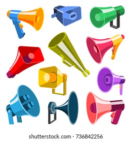 Megaphone 3d style very hight voice volume speaker device speaking vector illustration.