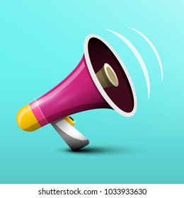 Megaphone 3D Vector Symbol on Blue Background