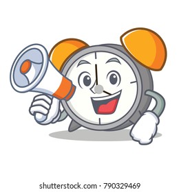 With megaphone alarm clock character cartoon