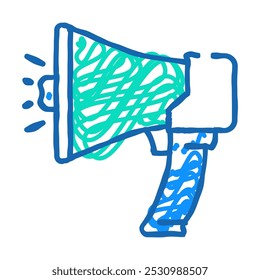 megaphone alert ícone doodle esboço vetor. sinal de alerta megaphone. símbolo isolado ilustração