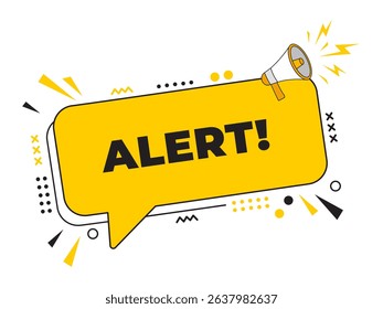 Megaphone with a Alert message inside a speech bubble banner. Ideal for use in business, marketing, and advertising