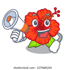 With megaphone ambilcus flower in form cute cartoon