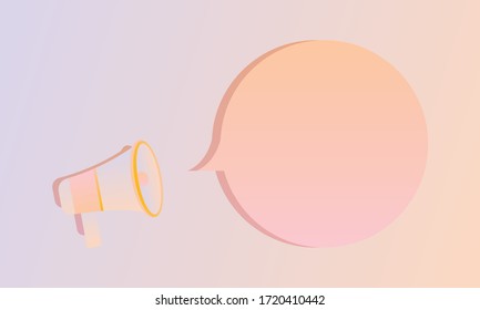 Megaphone announcement and blank bubble talk for design element and background
